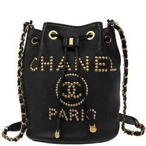 Chanel Black Calfskin Deauville Bucket Bag 194248